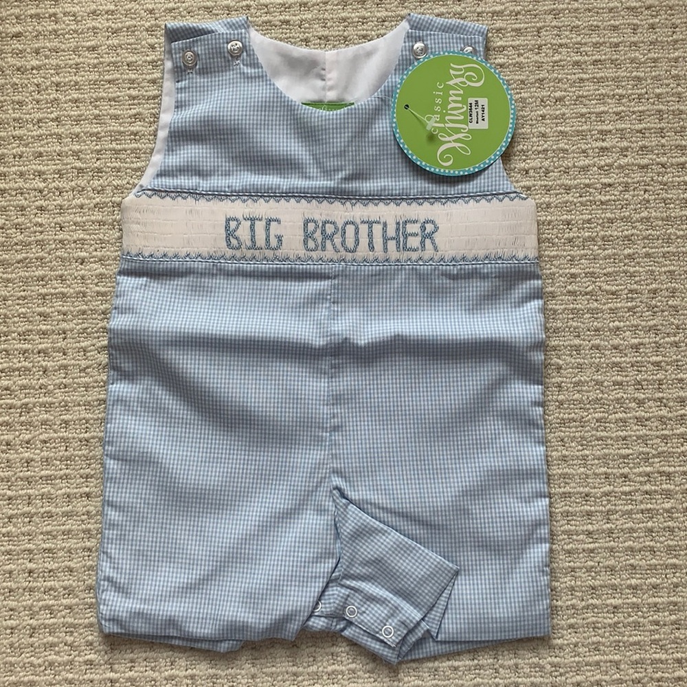 Classic Whimsy Big Brother Shortall size 12M NWT